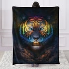 The tiger artwork on the blanket