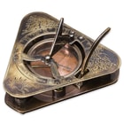 Antique Brass Sundial Compass in Wooden Case - Circa 1750 Replica