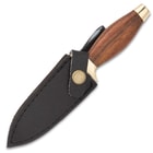 The Mountain Man Boot Knife With Sheath - AUS-6 Stainless Steel Blade, Wooden Handle, Brass-Plated Guard - Length 7 3/8”