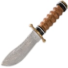 Legends In Steel Olive Wood & Damascus File Worked Fixed Blade Hunter Knife