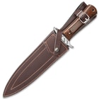 Fur Trader Toothpick Knife With Sheath - Stainless Steel Blade, Wooden Handle, Brass Pins And Lanyard Hole - Length 14 3/4”
