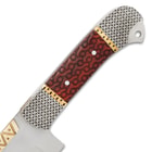 Close up image of the handle on the Bowie Knife.