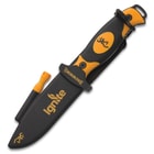 Browning Ignite Black And Orange Fixed Blade Knife With Fire Starter - 7Cr Stainless Steel Blade, Polymer Handle, Injection Molded Sheath - Length 8 1/2”