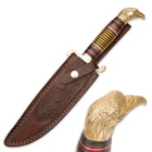 Timber Rattler "Wind Sultan" Golden Eagle Head Fixed Blade Knife with Leather Sheath