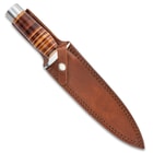 Timber Wolf Leather Fighter Dagger With Sheath - Stainless Steel Blade, Banded Leather Handle, Stainless Steel Guard - Length 13”