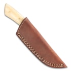 Timber Wolf Aleutian Knife With Sheath - Stainless Steel Blade, Bone Handle, Stainless Steel Pins - Length 7 3/4”