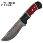 Timber Wolf Black & Red Pakkawood Hunter Damascus 