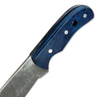 Timber Wolf Blue Pakkawood Damascus Fixed Blade Hunting Knife With Sheath