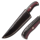 Timber Wolf Refractor Raindrop Damascus Fixed Blade Knife with Leather Sheath - Micarta Handle