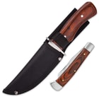 Timber Wolf Cinder & Smoke Two-Piece Fixed Blade And Pocket Knife Set With Nylon Belt Sheath - Carbon Steel Blades; Pakkawood Handles
