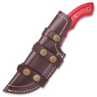 Timber Wolf Voyager Fixed Blade Knife - Hand Forged Damascus Steel - Full Tang - Red Pakkawood - Genuine Leather Sheath - Bowie Tracker Survival Multipurpose Utility Outdoors Chop Saw - 9 3/4"