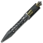 This uniquely shaped knife has a custom Vortec belt sheath that is virtually indestructible.