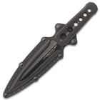 Undercover CIA Stinger Knife And Sheath - One-Piece 3Cr13 Steel Construction, Black Oxide Coating, Thru-Holes - Length 7 1/8”