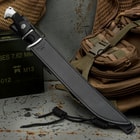 Full image of the Sub-Hilt Tanto in its sheath.