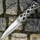 This Scottish dirk replica piece has a unique twisted handle design and 4 1/2” stainless steel blade.