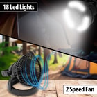Multiple images showing the Camping Light And Fan light on and the light turned to the fan position.