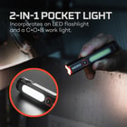 The Nebo Mini Larry 500 is a 2 in 1 flashlight and work light