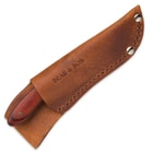Bear Rosewood Caper Fixed Blade Knife With Leather Sheath