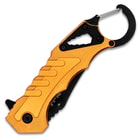The assisted opening knife has a grippy aluminum handle