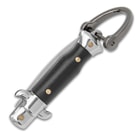 The Black Fratellino Keychain Stiletto is shown closed with keychain attachment for easy attachment anywhere.