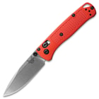 Angled image of Mini Bugout Mesa Red Folder Knife open.