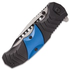 Black Legion Blue Intrepid Pocket Knife - Black and Silver Stainless Steel Blade, G10 And Metal Handle, Assisted Opening, Flipper And Thumbstud