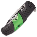 Black Legion Green Intrepid Pocket Knife - Black and Silver Stainless Steel Blade, G10 And Metal Handle, Assisted Opening, Flipper And Thumbstud
