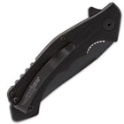There’s a pocket clip on the back of the black anodized 6061 aluminum handle.
