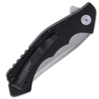 The pocket knife is 4 5/8”, when closed, 7 3/4” overall and it has a pocket clip that features the Hibben Knives logo