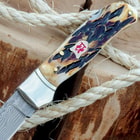 Kissing Crane Damascus / File-Worked Burnt Bone Pocket Knife