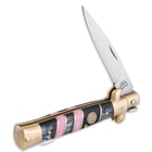 Kissing Crane Pink Abalone Folding Pocket Knife