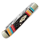Kissing Crane Warrior Moon Trapper Pocket Knife / Folder - Collectible Limited Edition, Native American Theme, Serialized Bolsters - 440 Stainless Steel Clip, Spey; Laser Etched American Indian Art