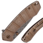 Kriegar Maelstrom DamascTec Steel Pocket Knife | Raindrop Etch Pattern | Copper-Colored Finish