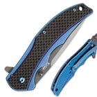 Kriegar Aeon Assisted Opening Pocket Knife - Gray Titanium-Coated Blade - Metallic Blue Handle