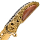 Kriegar Cavalier Gold Assisted Opening Pocket Knife - Gold-Colored with Heartwood Inlays