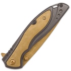 Kriegar Sun Orb Assisted Opening Pocket Knife with DamascTec Steel Blade - Gold Titanium-Plated