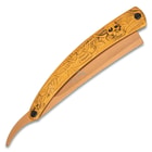 Dark Side Celtic Skulls Golden Razor Blade Pocket Knife - 3Cr13 Stainless Steel Blade, Anodized Aluminum Handle - Length 10”