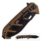 Tac Force Ironclad Speedster Assisted Opening Pocket Knife - Partially Serrated - Black and Tan