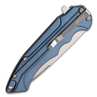 MTech Arctic Blue Pocket Knife - 3Cr13 Steel Blade, Aluminum Handle, Lanyard Hole, Pocket Clip - 4 1/2” Closed
