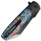 Master Collection Blue Chinese Dragon Pocket Knife - 3Cr13 Steel Blade, Aluminum Handle, Pocket Clip - 4 1/2” Closed