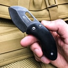 MTech Blackwood Compact Pocket Palm Knife - 3Cr13 Steel Stonewashed Blade, Wooden Handle, Pocket Clip