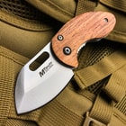 MTech Brownwood Compact Pocket Palm Knife - 3Cr13 Steel Stonewashed Blade, Wooden Handle, Pocket Clip