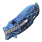Blue Titanium Spider Folding Pocket Knife