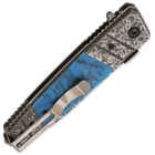 Turquoise & Damascus Pattern Tanto Blade Folding Pocket Knife