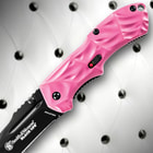 S&W Black Ops Mini BLK Drop Point Blade Pink Handle