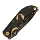 Wolf Design Laser Cut Black And Gold Pocket Knife
