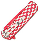 Blade of Hearts Spring-Assisted Pocket Knife - Red Pearl Blade and Hearts