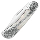 Timber Wolf Gentleman’s Pearl Pocket Knife - Lock Back, Stainless Steel Blade, Genuine Pearl Inlays, Nickel Silver Bolsters