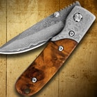 Timber Wolf Custom Damascus Pocket Knife