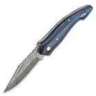 Timber Wolf Blue Pakkawood & Damascus Steel Folding Pocket Knife